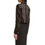 KHAITE THE RIZZO JACKET BLACK LEATHER WITH STUDS