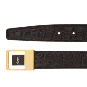 SAINT LAURANT LA 66 BUCKLE BELT IN CROCODILE-EMBOSSED LEATHER