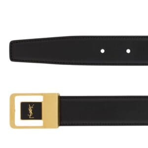 SAINT LAURENT LA 66 BUCKLE BELT IN LACQUERED LEATHER