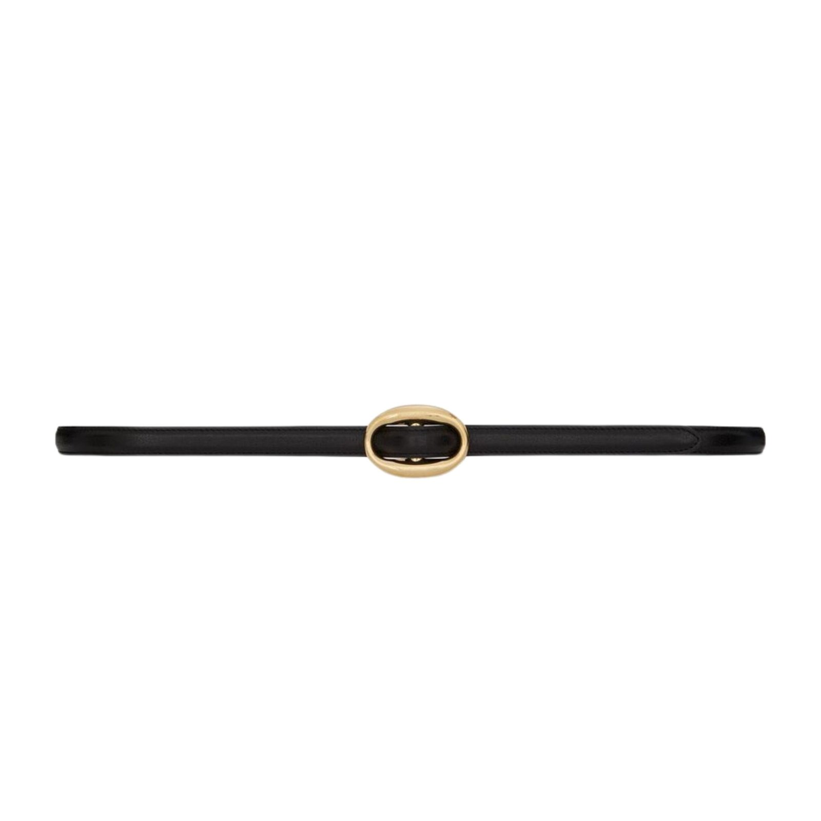 SAINT LAURANT OVAL BUCKLE THIN BELT IN SMOOTH LEATHER