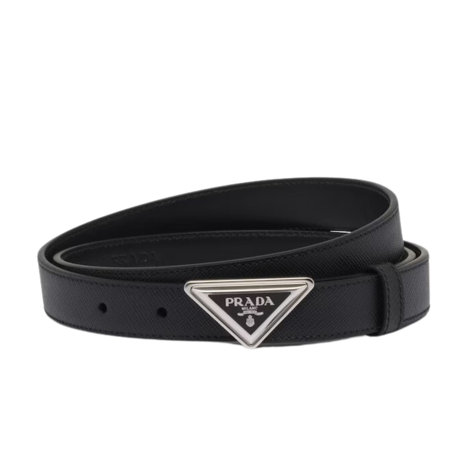 PRADA SAFFIANO LEATHER BELT IN BLACK