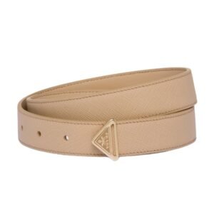 PRADA SAFFIANO LEATHER BELT IN LIGHT BROWN