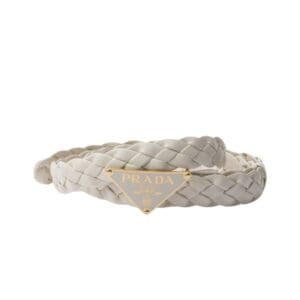 PRADA NAPPA LEATHER BELT IN WHITE