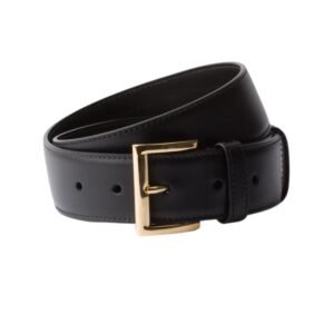 PRADA LEATHER BELT IN GOLDEN BLACK