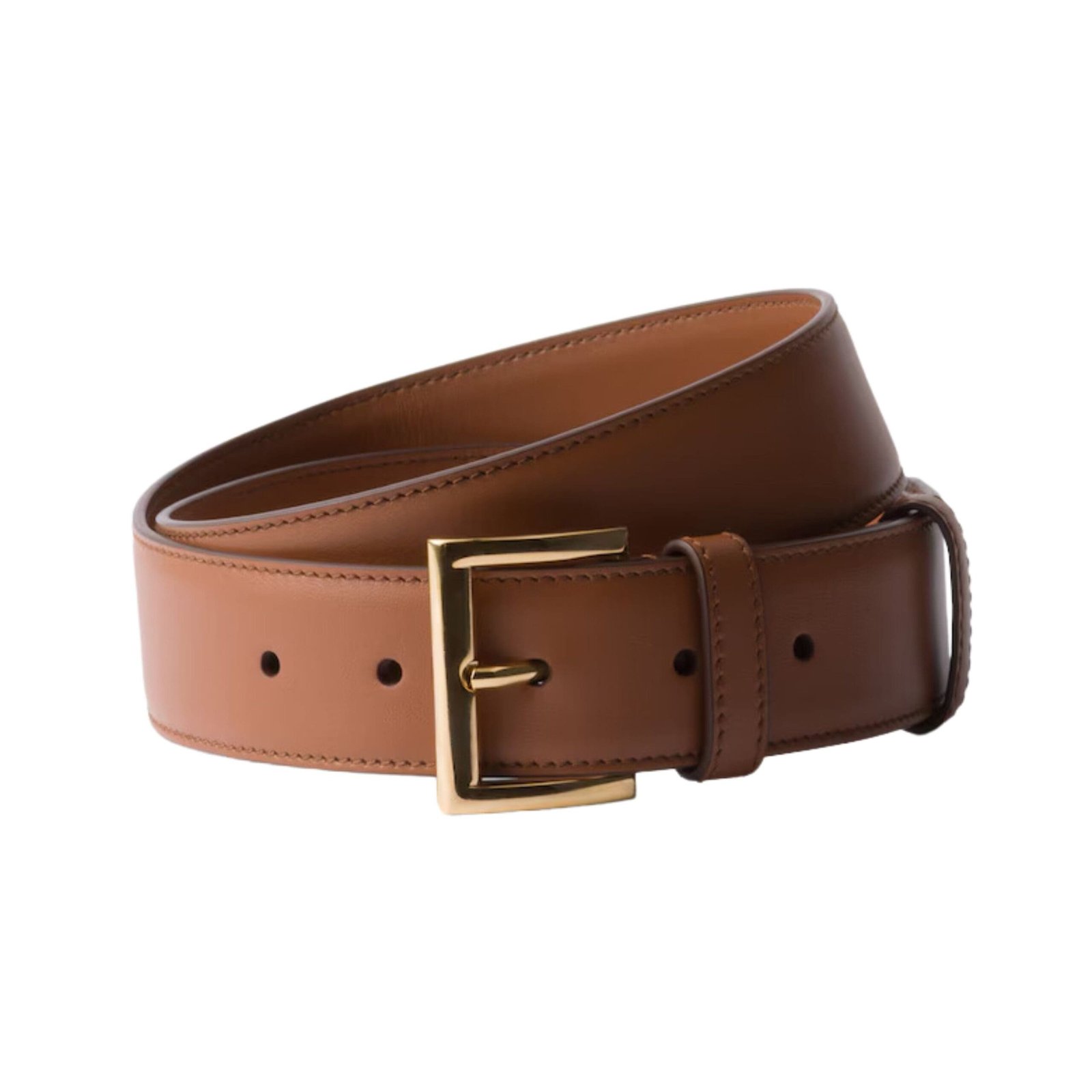 PRADA LEATHER BELT IN GOLDEN BROWN