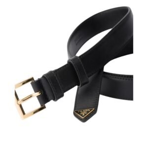 PARADA LEATHER BELT IN BLACK GOLDEN