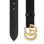 GUCCI GG MARMONT LEATHER BELT WITH SHINY BUCKLE