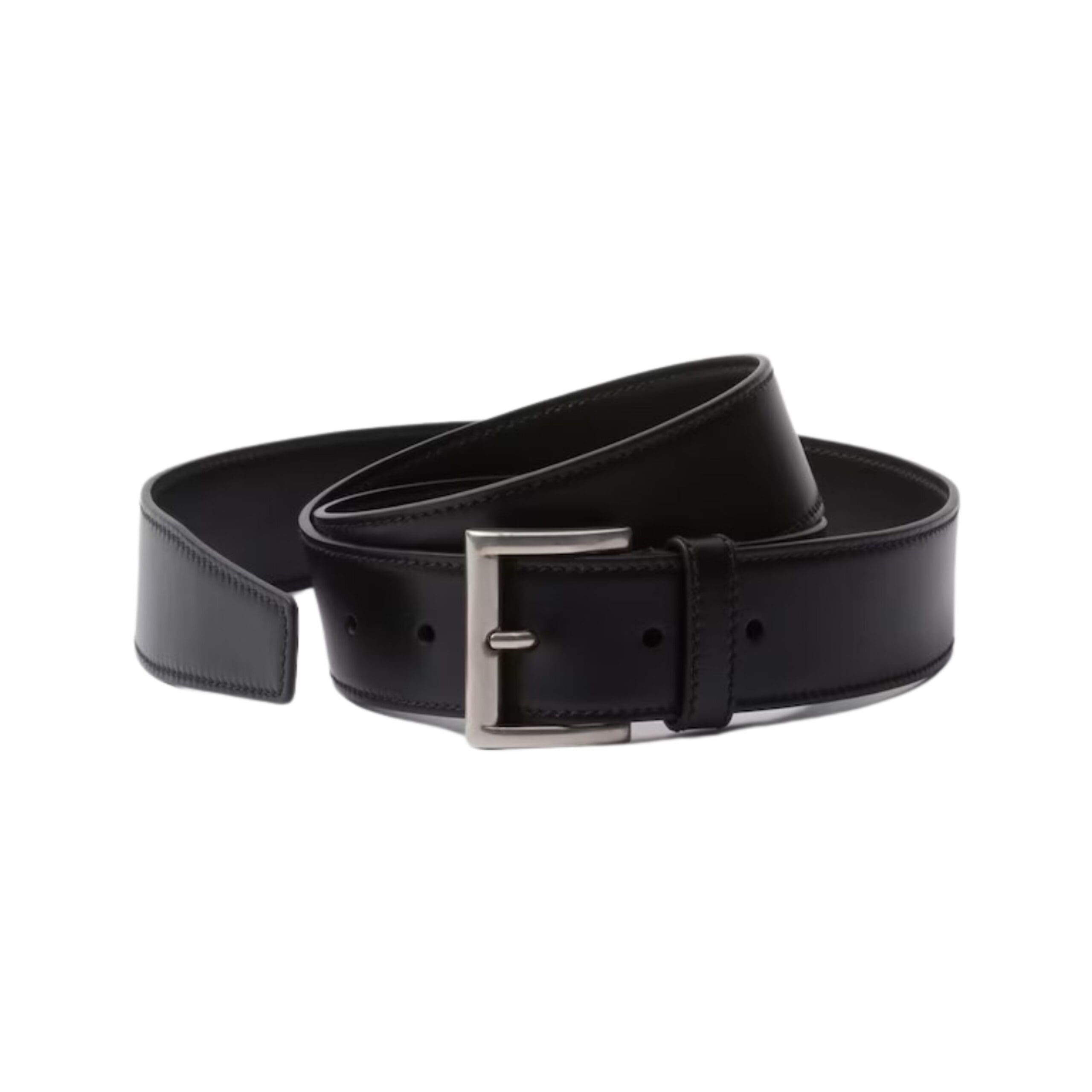 PRADA LEATHER BELT IN BLACK