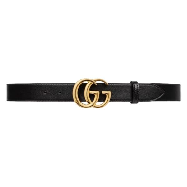 GUCCI GG MARMONT LEATHER BELT WITH SHINY BUCKLE