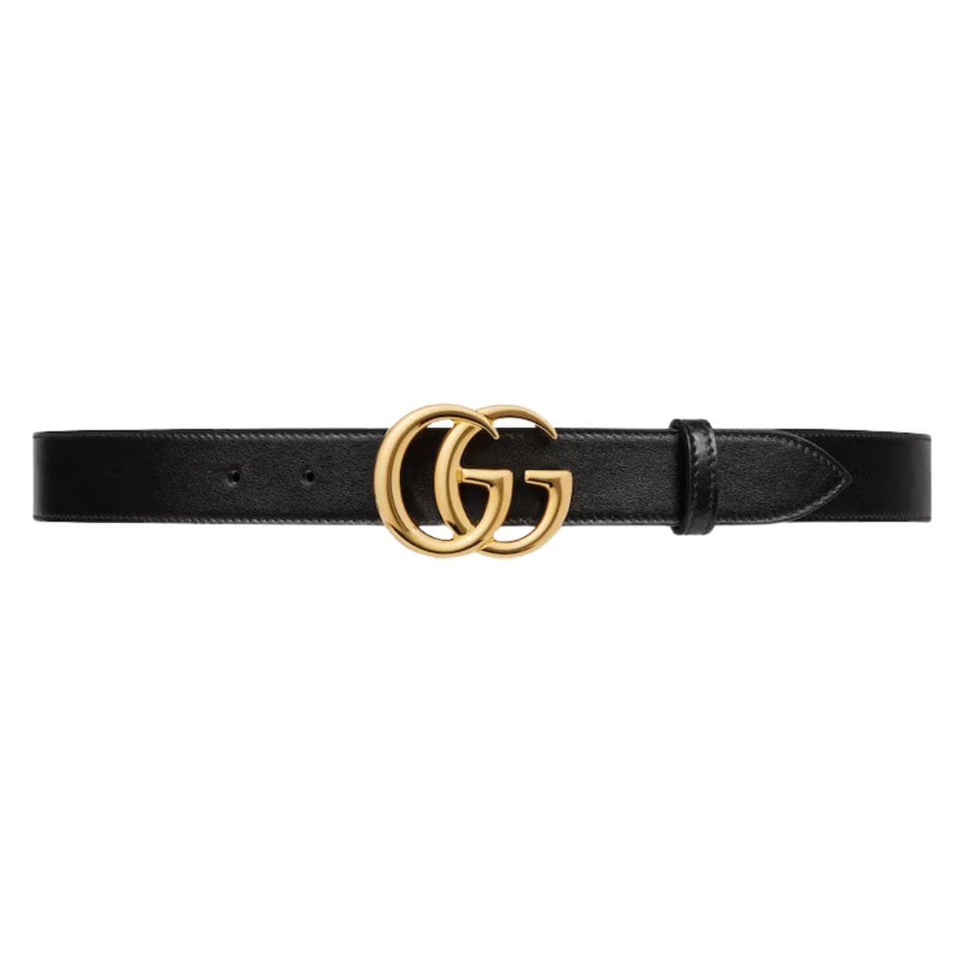 GUCCI GG MARMONT LEATHER BELT WITH SHINY BUCKLE