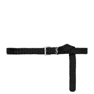 SAINT LAURENT CASSANDRE BELT IN WOVEN VEGETABLE-TANNED LEATHER