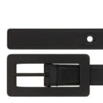SAINT LAURENT CASSANDRE RECTANGULAR BUCKLE BELT IN SMOOTH LEATHER