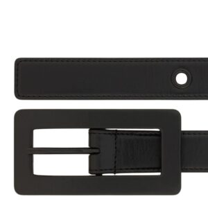SAINT LAURENT CASSANDRE RECTANGULAR BUCKLE BELT IN SMOOTH LEATHER