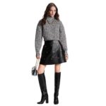 LOUIS VUITTON TIERED SNAP BUTTON LEATHER SKIRT