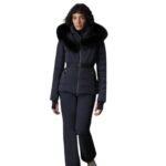 mackage elita down ski jacket with removable blue fox fur trim