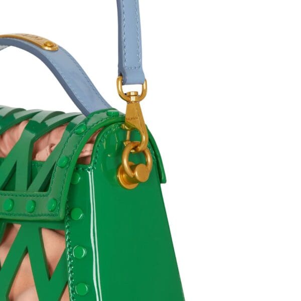 BALMAIN BUZZ DYNASTY BAG IN PATENT LEATHER WITH AN OPENWORK GRID MOTIF - Image 6