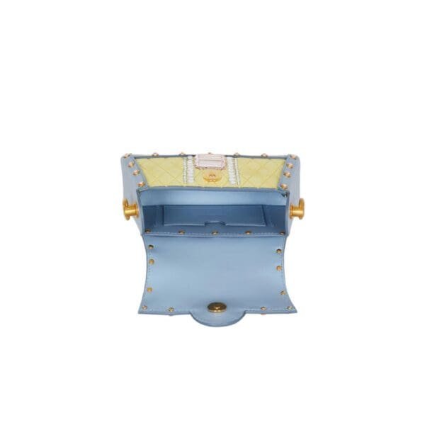 BALMAIN BUZZ DYNASTY SMALL SUEDE BAG WITH EMBOSSED GRID MOTIF AND EMBROIDERY - Image 6