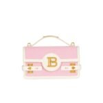 BALMAIN BUZZ SHOULDER 24 CANVAS AND LEATHER BAG 