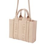 CHLOE SMALL WOODY TOTE BAG CEMENT PINK