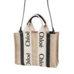 CHLOE SMALL WOODY TOTE BAG WHITE AND BLUE