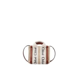 CHLOE WOODY NANO TOTE WHITE AND BROWN
