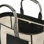 VALEXTRA BROWN FABRIC LARGE TOTE BAG