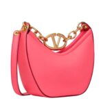 vVALENTINO GARAVANI VLOGO MOON MINI HOBO BAG IN NAPPA LEATHER WITH CHAIN
