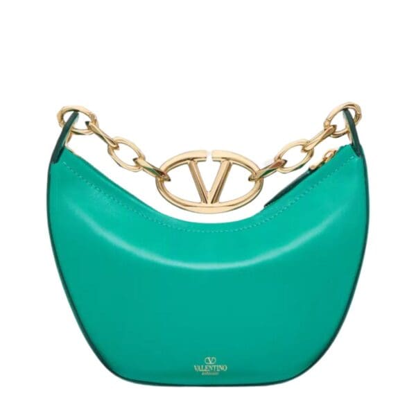 VALENTINO GARAVANI VLOGO MOON MINI HOBO BAG IN NAPPA LEATHER WITH CHAIN