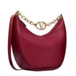 VALENTINO GARAVANI VLOGO MOON MEDIUM GRAINY CALFSKIN HOBO BAG WITH CHAIN