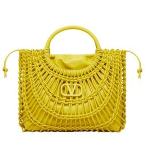 VALENTINO GARAVANI ALLKNOTS WOVEN LEATHER SHOPPER