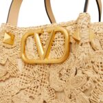 VALENTINO GARAVANI MEDIUM SHOPPING BAG IN LACE-EFFECT RAFFIA