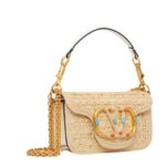 SMALL VALENTINO GARAVANI LOCÒ RAFFIA SHOULDER BAG WITH JEWEL LOGO
