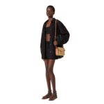 VALENTINO GARAVANI SMALL ROCKSTUD SHOULDER BAG IN WOVEN RAFFIA