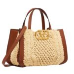 VALENTINO GARAVANI VLOGO SIGNATURE RAFFIA SMALL HANDBAG