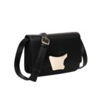 SANTONI BLACK LEATHER CROSSBODY BAG