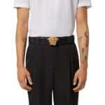 VERSACE LA MEDUSA CRYSTAL LEATHER BELT 4 CM