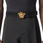 VERSACE LA MEDUSA GRECA LEATHER BELT 4 CM