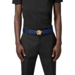 VERSACE LA MEDUSA GRECA LEATHER BELT 4 CM