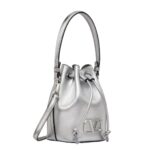 VALENTINO GARAVANI MINI VLOGO SIGNATURE BUCKET BAG IN METALLIC NAPPA LEATHER