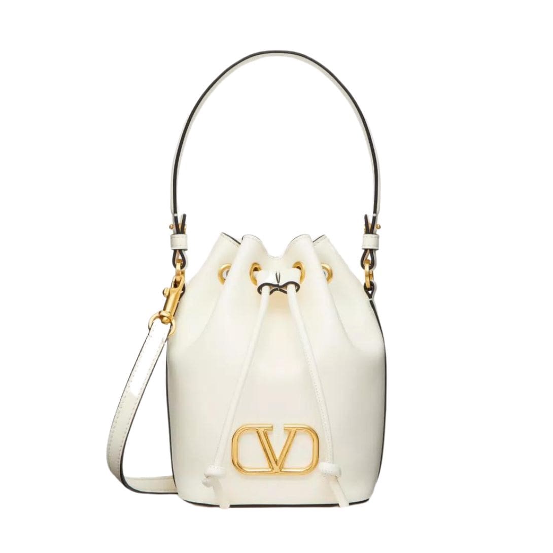 VALENTINO GARAVANI MINI VLOGO SIGNATURE BUCKET BAG IN NAPPA LEATHER