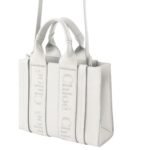 CHLOE SMALL WOODY TOTE BAG WHITE