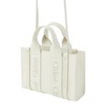 CHLOE MINI WOODY TOTE BAG WHITE