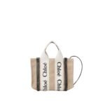 CHLOE MINI WOODY TOTE BAG WHITE AND BLUE