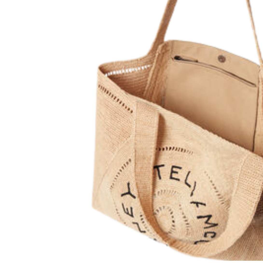 vSTELLA MCCARTNEY LOGO RAFFIA LARGE TOTE BAG