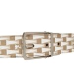BALLY COUNTRY 35MM REVERSIBLE AND ADJUSTABLE BELT IN PENNANT MOTIF AND LEATHER