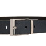 BALLY DRESS BELT IN MIDNIGHT AND BLACK LEATHER