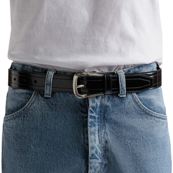 BALLY EMBLEM BUCKLE 35MM BELT IN BLACK LEATHER