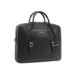 SANTONI BLACK EMBOSSED LEATHER BRIEFCASE
