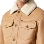 VERSACE SHEARLING LEATHER BLOUSON JACKET