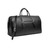 SANTONI BLACK LEATHER WEEKEND BAG